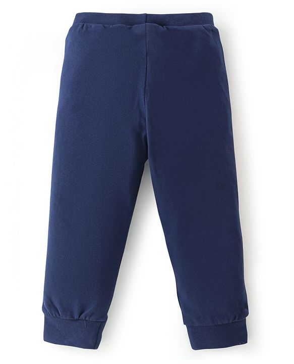 Babyhug Cotton Knit Lounge Pant Solid Color & Space Theme Pack Of 3 - Multicolor