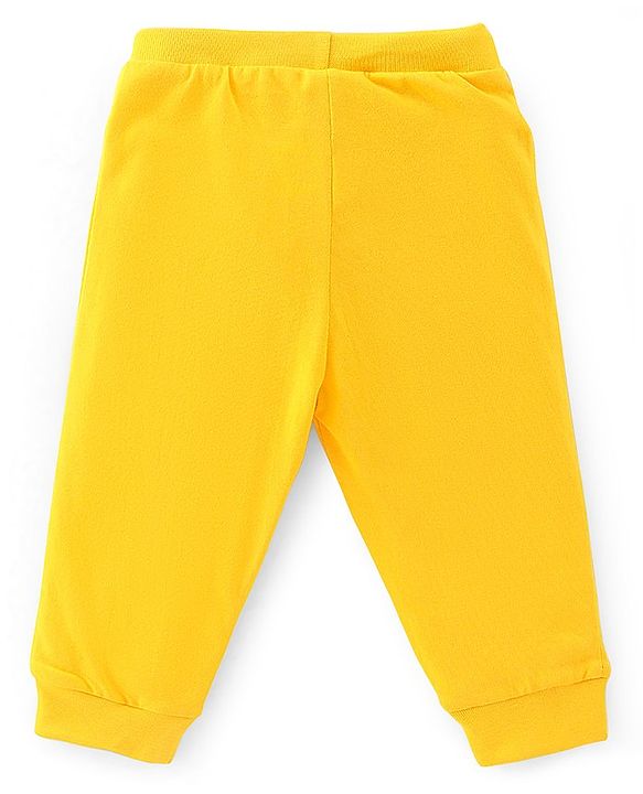 Babyhug Cotton Full Length Lounge Pant Striped & Tiger Printed Pack of 3 - Yellow & Navy Blue