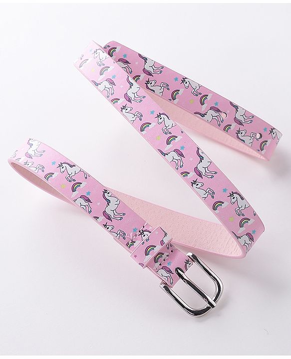 Babyhug Buckle Closure Belt unicorn Print - Pink