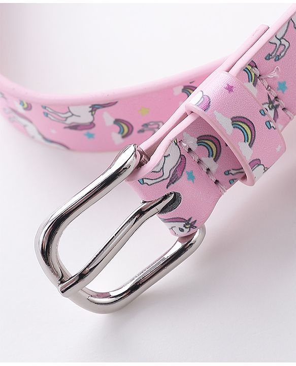 Babyhug Buckle Closure Belt unicorn Print - Pink