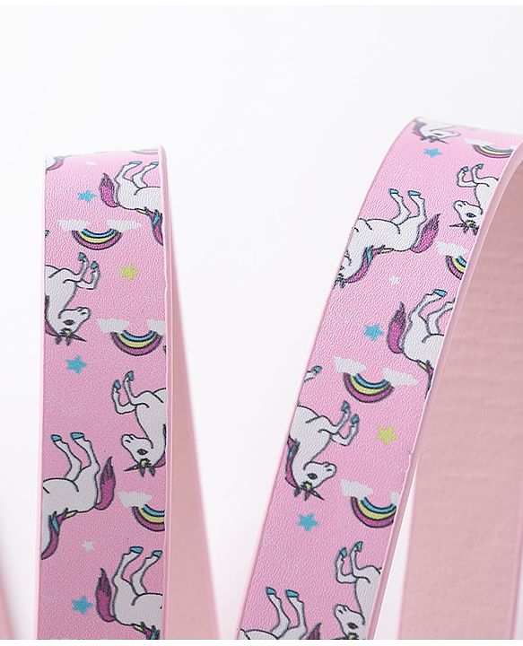 Babyhug Buckle Closure Belt unicorn Print - Pink