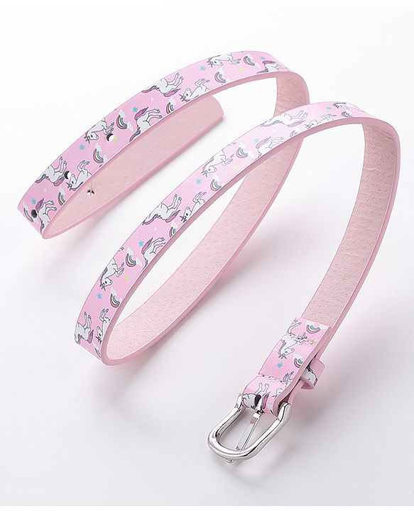 Babyhug Buckle Closure Belt unicorn Print - Pink