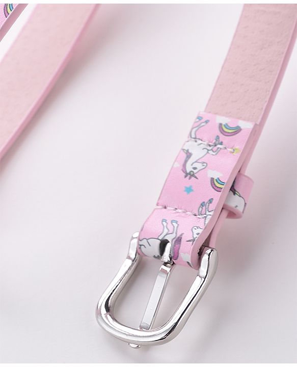 Babyhug Buckle Closure Belt unicorn Print - Pink