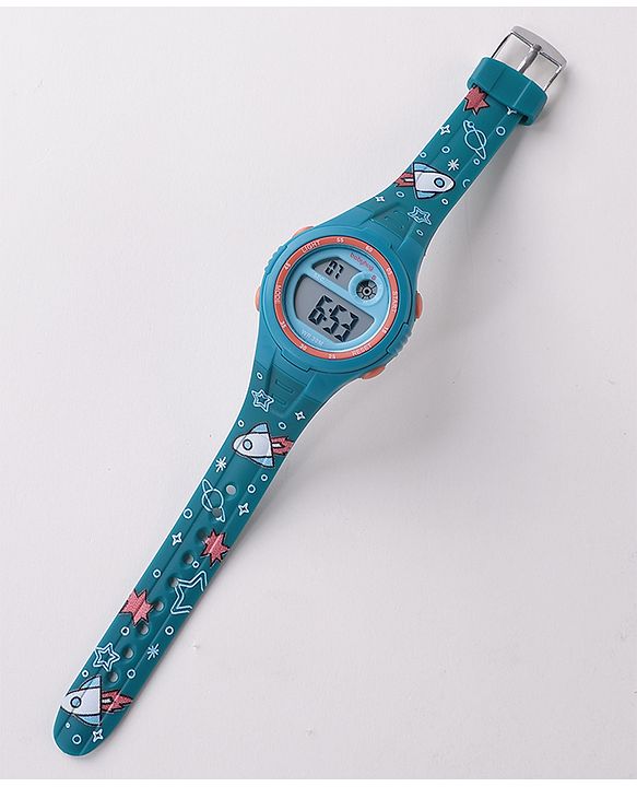 Babyhug Free Size Digital Watch With Space Design - Blue