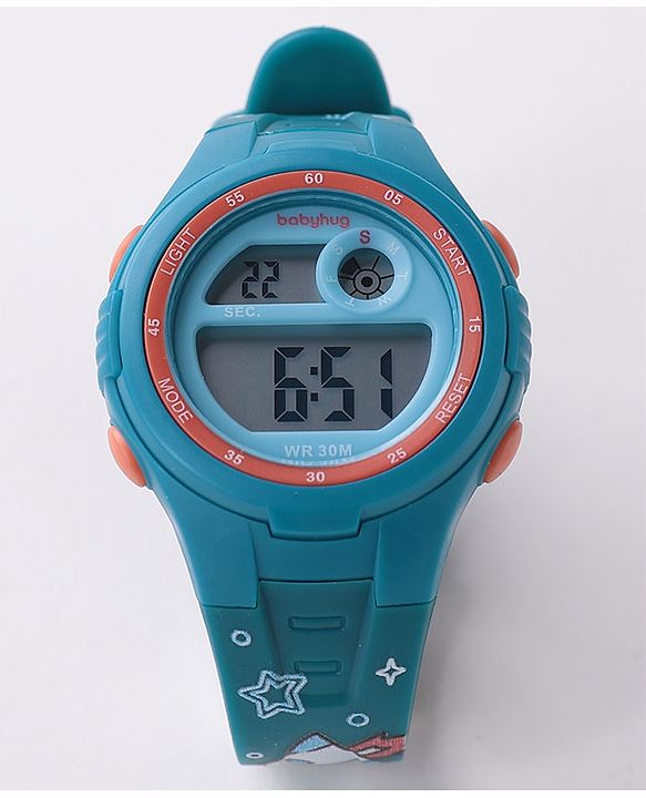 Babyhug Free Size Digital Watch With Space Design - Blue