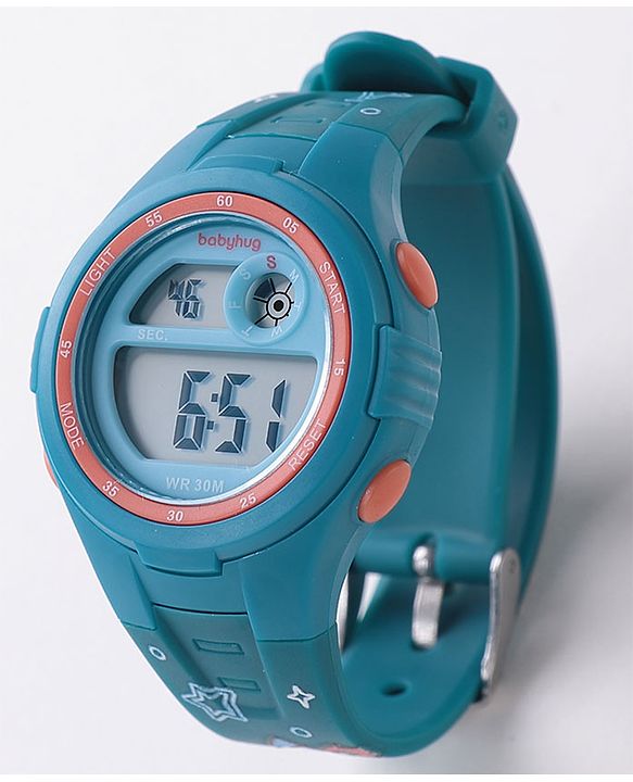 Babyhug Free Size Digital Watch With Space Design - Blue