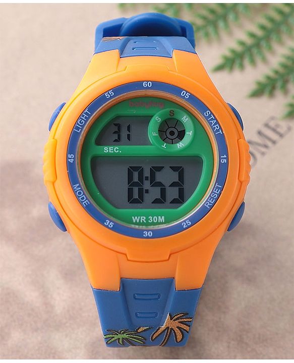 Babyhug Free Size Digital Watch With Dino Print - Blue