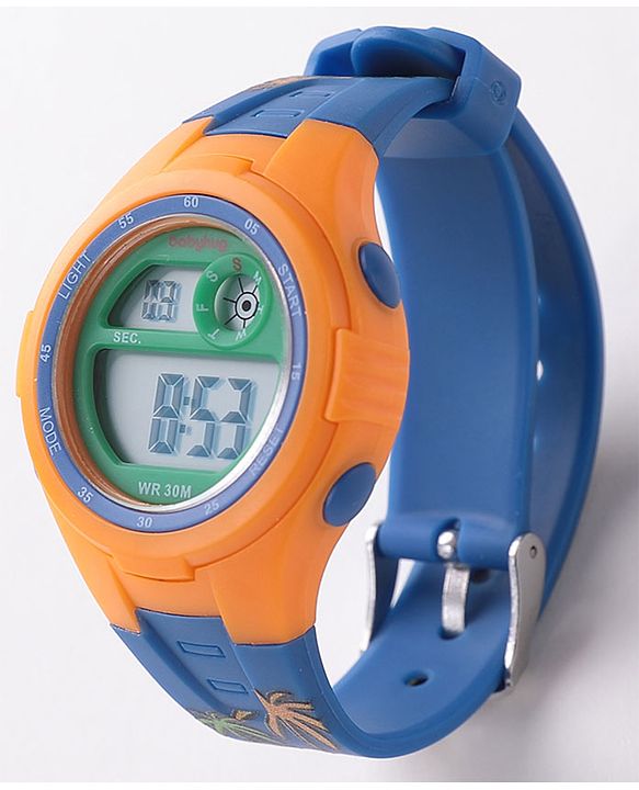 Babyhug Free Size Digital Watch With Dino Print - Blue