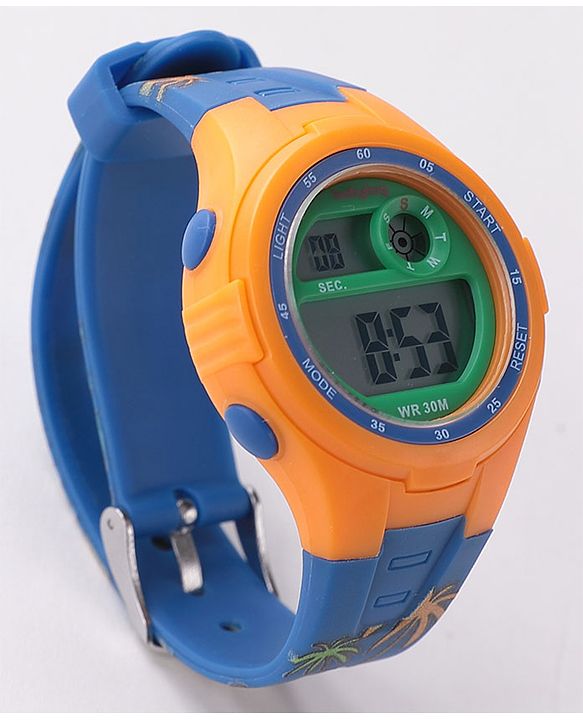 Babyhug Free Size Digital Watch With Dino Print - Blue