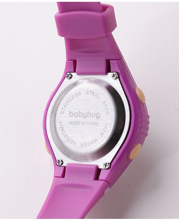 Babyhug Free Size Digital Watch With Bear Print - Purple