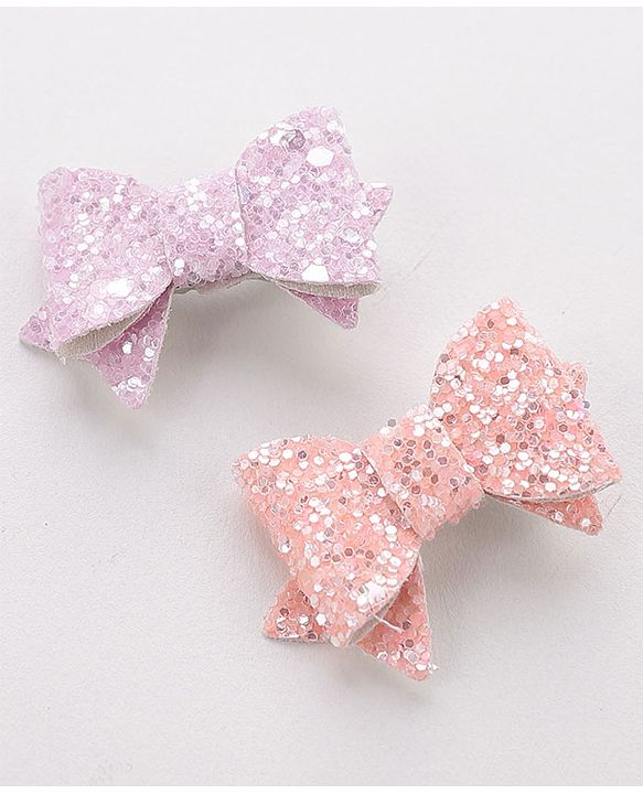 Babyhug Free Size Hair Pins And Clips  With Bow Applique Pack Of 4- Multicolor