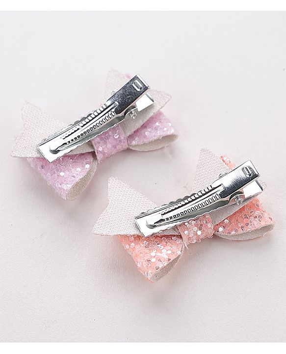 Babyhug Free Size Hair Pins And Clips  With Bow Applique Pack Of 4- Multicolor