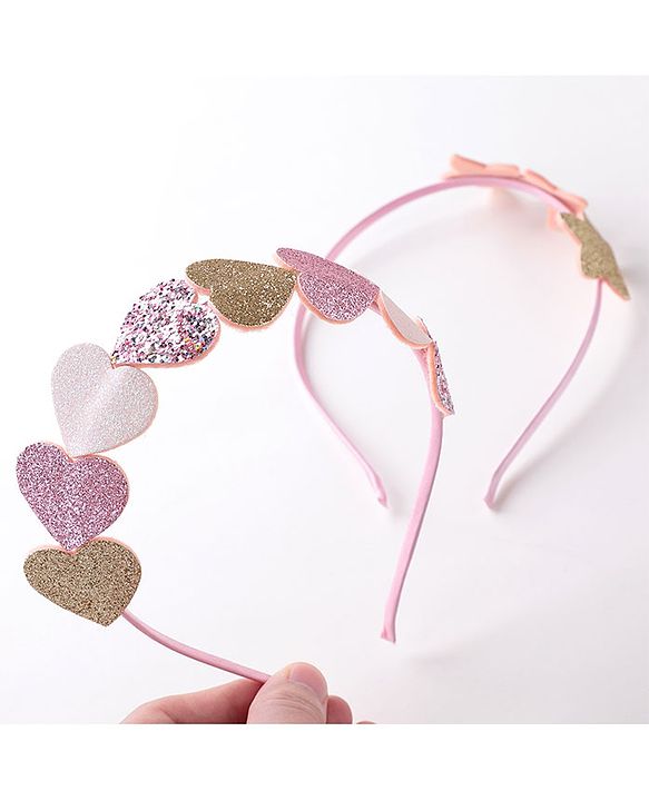 Babyhug  Free Size Hair Bands With Heart Applique Pack of 2 -Multicolor