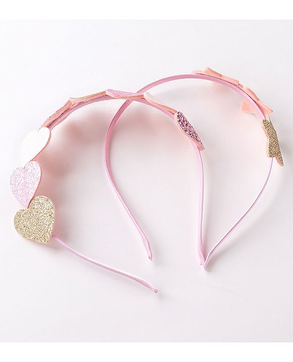 Babyhug  Free Size Hair Bands With Heart Applique Pack of 2 -Multicolor