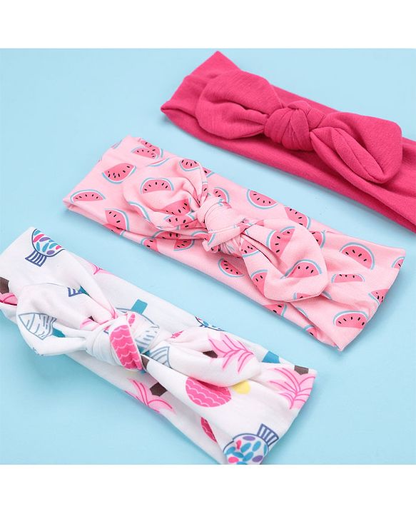 Babyhug Free Size Headbands with Bow Pack of 3 - Multicolor