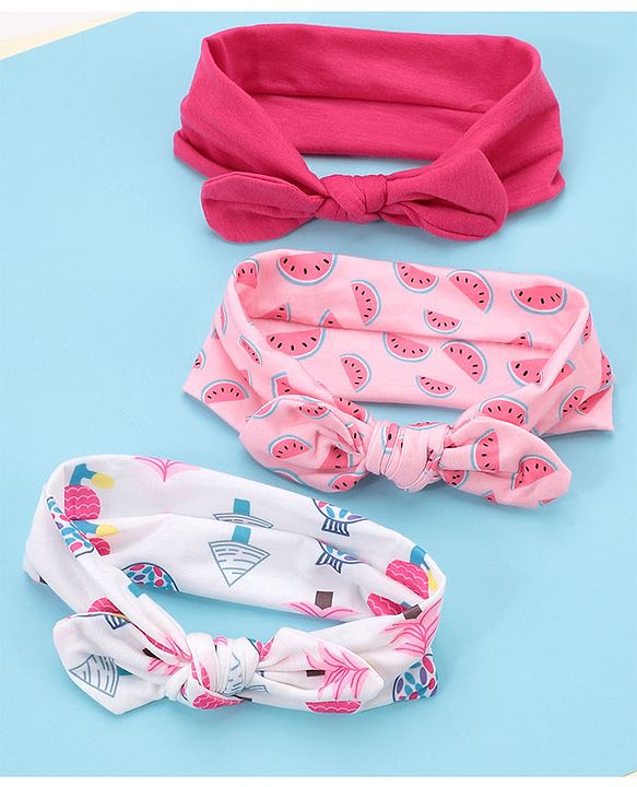Babyhug Free Size Headbands with Bow Pack of 3 - Multicolor