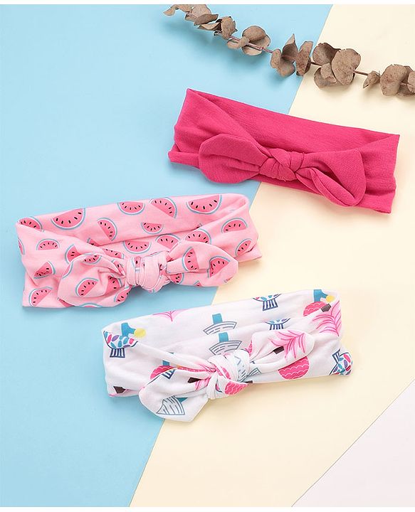 Babyhug Free Size Headbands with Bow Pack of 3 - Multicolor