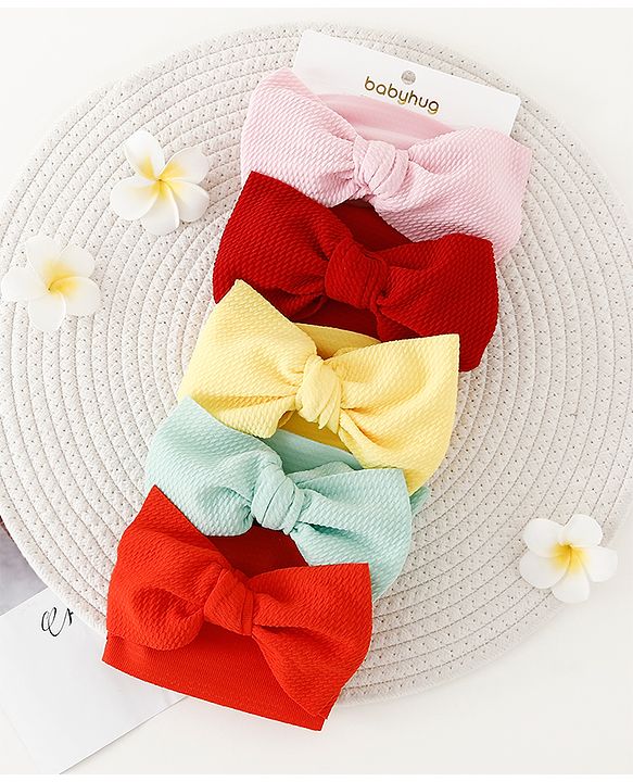 Babyhug Bow Applique Headbands Pack of 5 - Multicolor