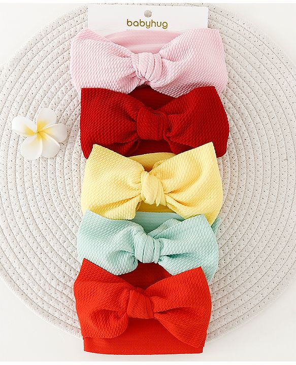Babyhug Bow Applique Headbands Pack of 5 - Multicolor