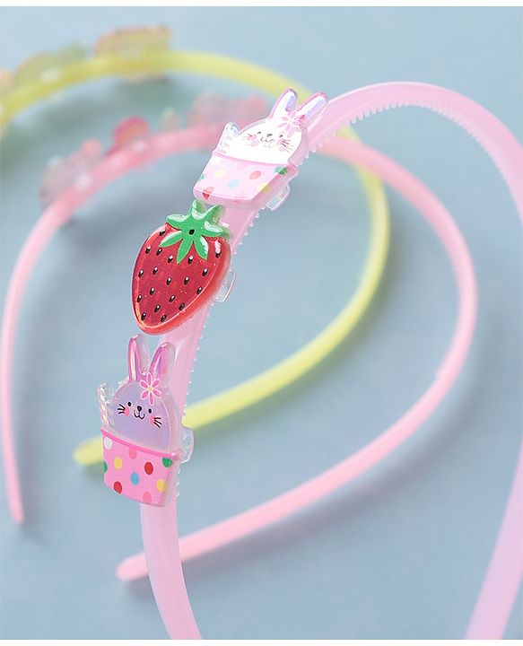 Babyhug Free Size Hair Bands with Fruits & Animals Appliques Pack of 3 - Multicolor