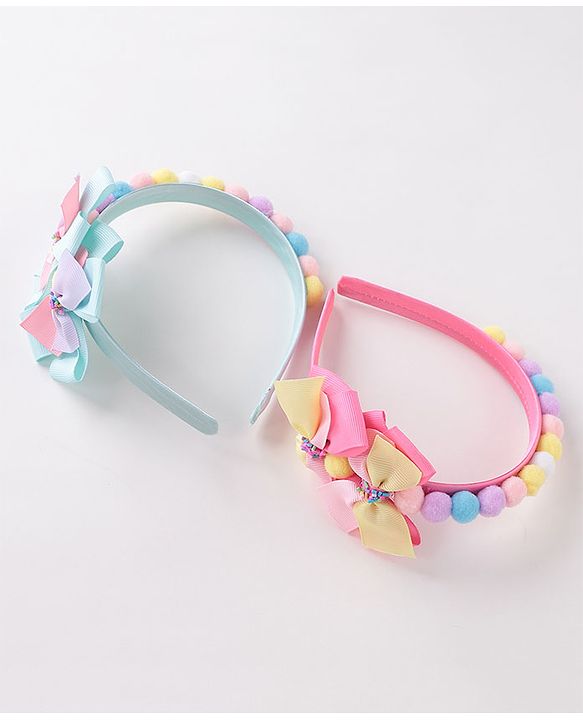 Babyhug Free Size Hair Bands With Bow Design Pack of 2- Multicolor