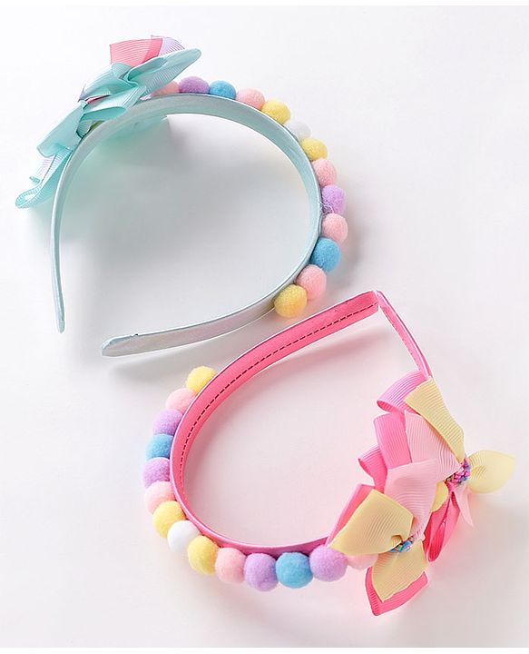 Babyhug Free Size Hair Bands With Bow Design Pack of 2- Multicolor