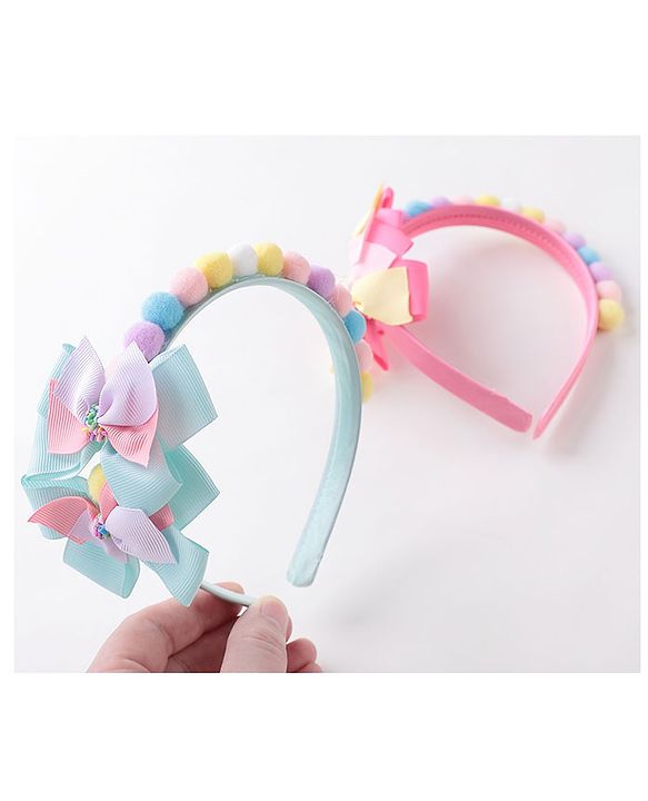 Babyhug Free Size Hair Bands With Bow Design Pack of 2- Multicolor