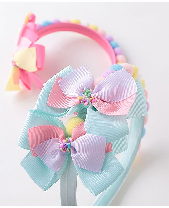 Babyhug Free Size Hair Bands With Bow Design Pack of 2- Multicolor