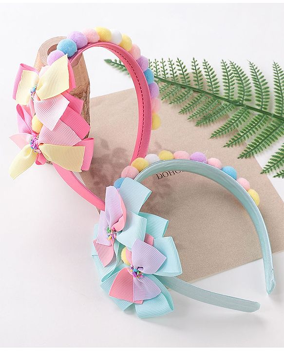 Babyhug Free Size Hair Bands With Bow Design Pack of 2- Multicolor