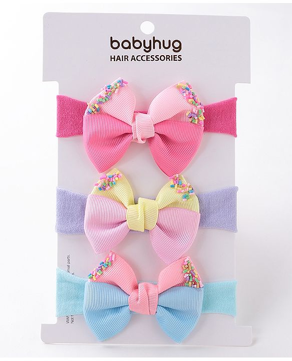 Babyhug Free Size Headbands With Bow Applique - Multicolor
