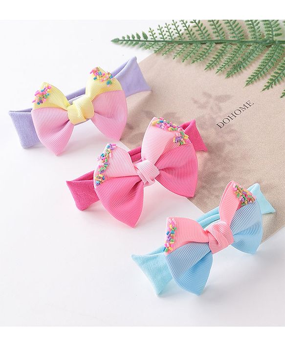 Babyhug Free Size Headbands With Bow Applique - Multicolor