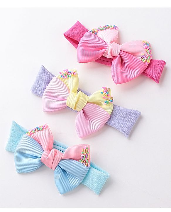 Babyhug Free Size Headbands With Bow Applique - Multicolor