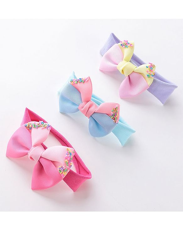 Babyhug Free Size Headbands With Bow Applique - Multicolor