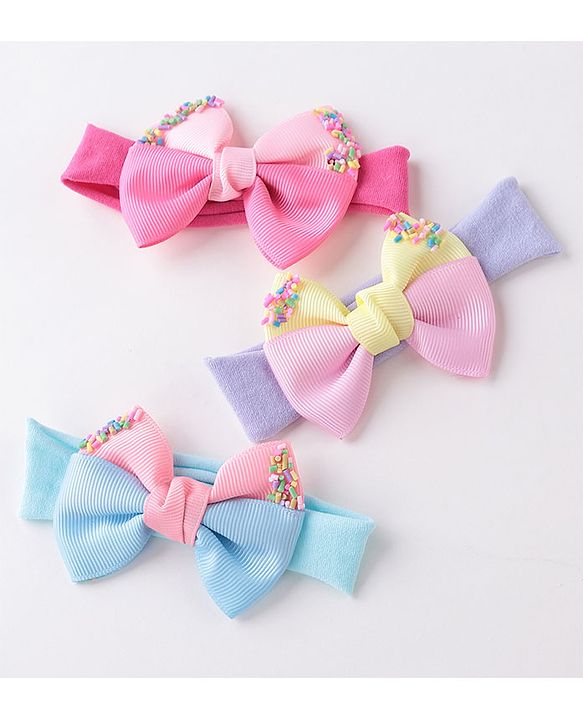 Babyhug Free Size Headbands With Bow Applique - Multicolor