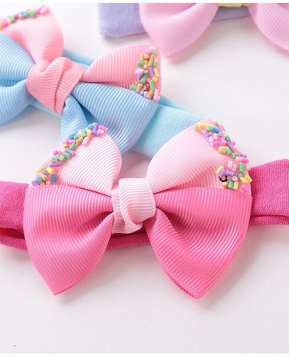 Babyhug Free Size Headbands With Bow Applique - Multicolor