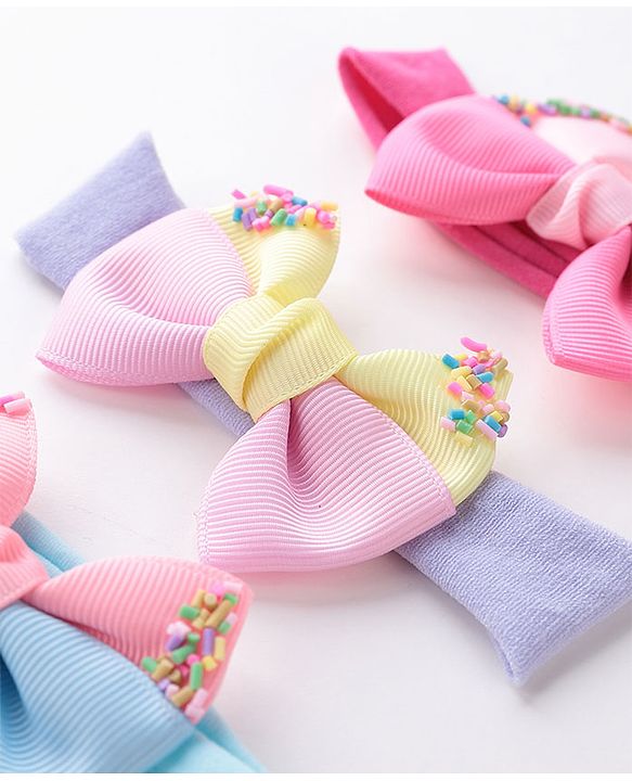 Babyhug Free Size Headbands With Bow Applique - Multicolor