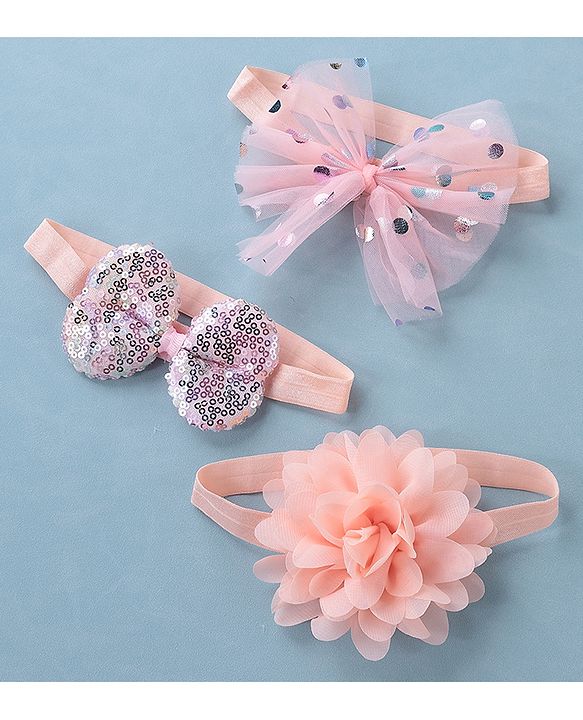 Babyhug Free Size Headbands With Bow & Floral Applique Pack of 3 - Multicolor