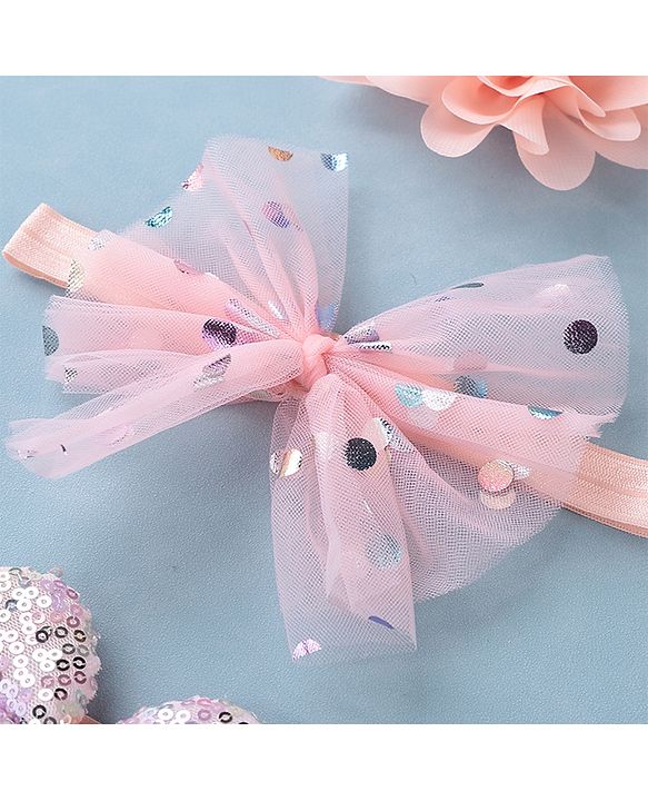 Babyhug Free Size Headbands With Bow & Floral Applique Pack of 3 - Multicolor