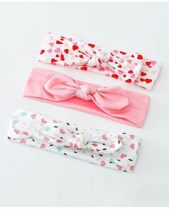Babyhug Free Size Headbands with Bow Pack of 3 - Multicolor