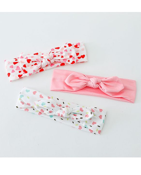 Babyhug Free Size Headbands with Bow Pack of 3 - Multicolor