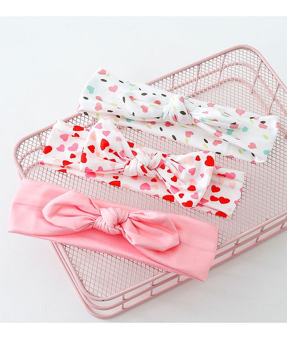Babyhug Free Size Headbands with Bow Pack of 3 - Multicolor
