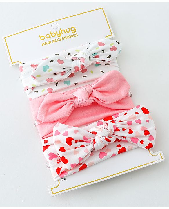 Babyhug Free Size Headbands with Bow Pack of 3 - Multicolor