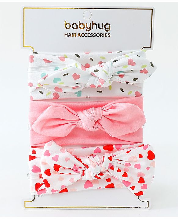 Babyhug Free Size Headbands with Bow Pack of 3 - Multicolor