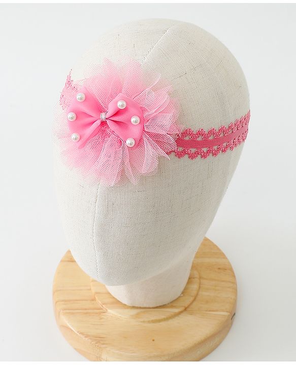 Babyhug Free Size Lace Headbands with Bow & Beads Pack of 3 - Multicolor