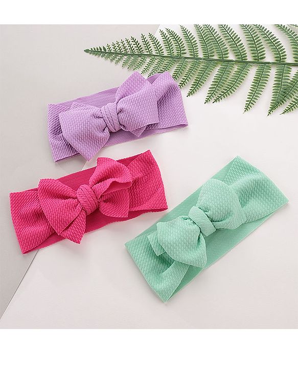Babyhug Free Size Headbands with Bow Pack of 3 - Multicolor