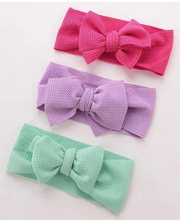 Babyhug Free Size Headbands with Bow Pack of 3 - Multicolor