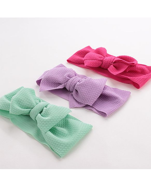Babyhug Free Size Headbands with Bow Pack of 3 - Multicolor