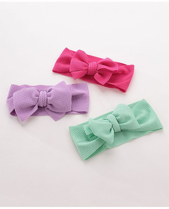 Babyhug Free Size Headbands with Bow Pack of 3 - Multicolor
