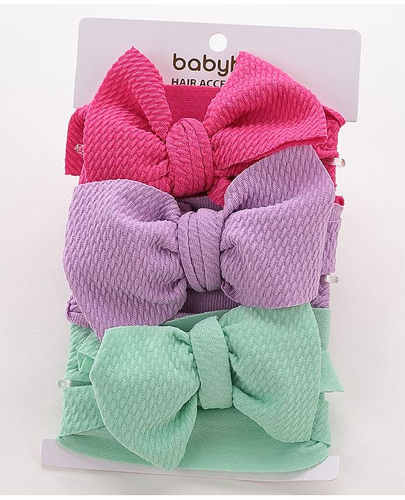 Babyhug Free Size Headbands with Bow Pack of 3 - Multicolor