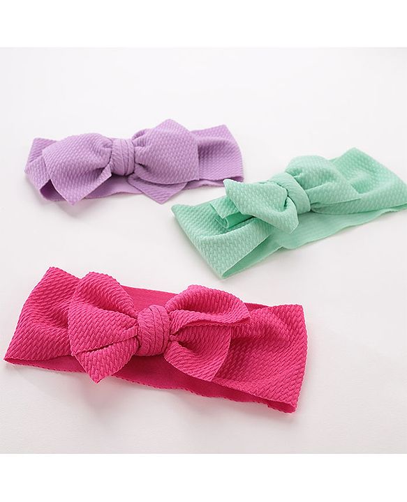 Babyhug Free Size Headbands with Bow Pack of 3 - Multicolor